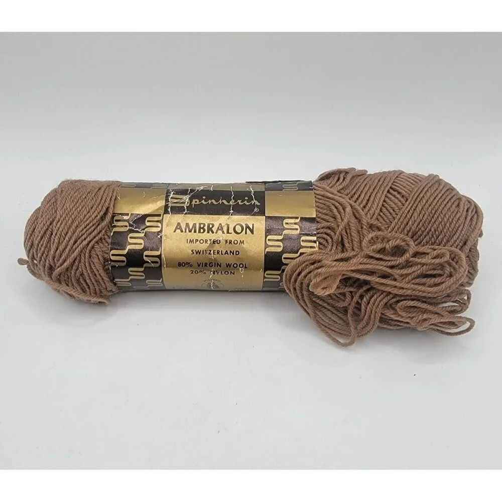 NEW Vintage Spinnerin Wool Yarn Brown 1 Oz. Skein Ambralon‎ Switzerland